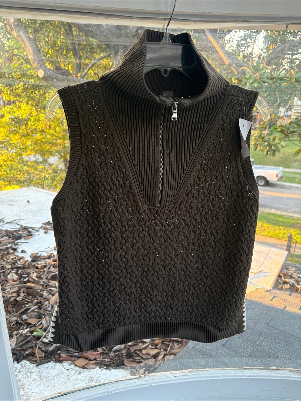 Lou & Grey Black Sleeveless Cowl Zip-Knit Vest-NWTO Small
